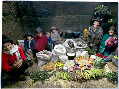 The Ayme family of Tingo with produce on display