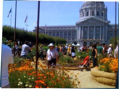 A garden on the lawn of San Francisco's City Hall