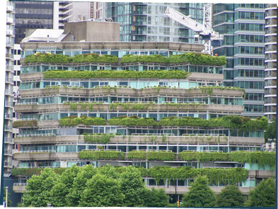 Tall apartment building with roof gardens at various levels