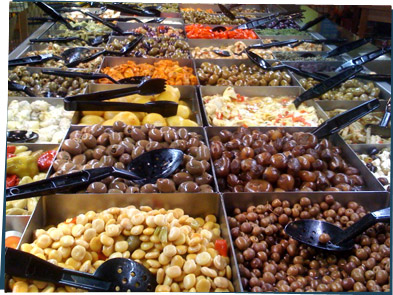 A buffet of different foods