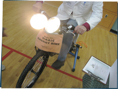 A bike that produces electricity by pedaling