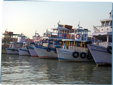 Boats in a harbor in India