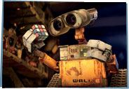 Wall-E holding a Rubik's Cube
