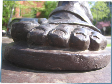 The huge foot of a statue