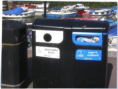 Recycling bins by the curb
