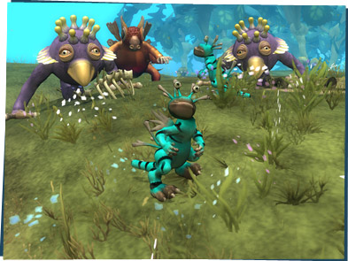 Screen shot of creatures in the spore game