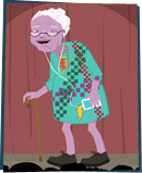Granny wearing a decorated dress