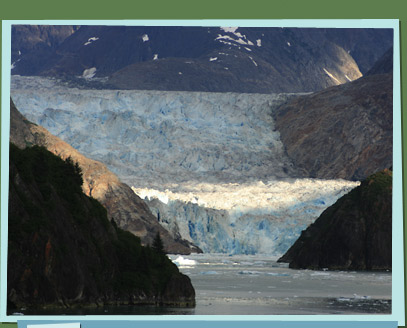 The cracked surface of a glacier