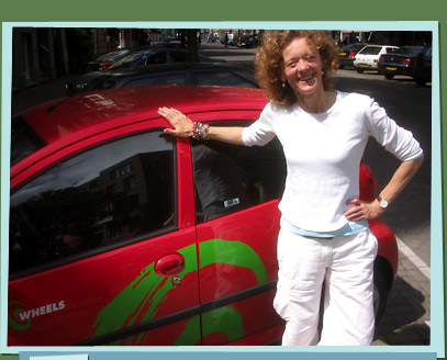 Woman with rented car