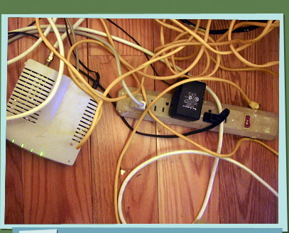 Tangle of electrical wires