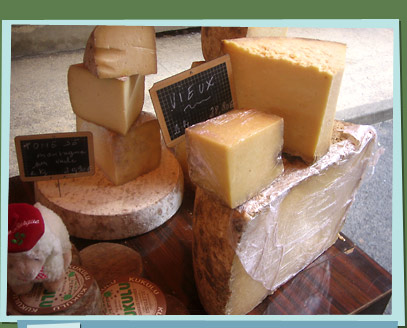 Market stall with cheese