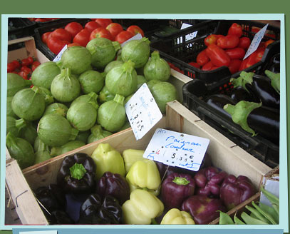 Market stall with vegetables