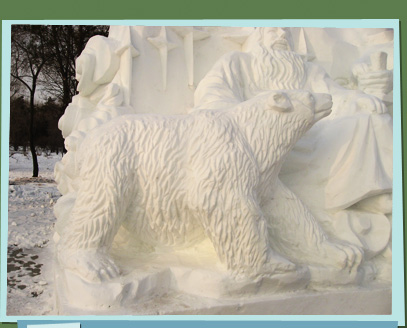 Snow sculpture of a bear