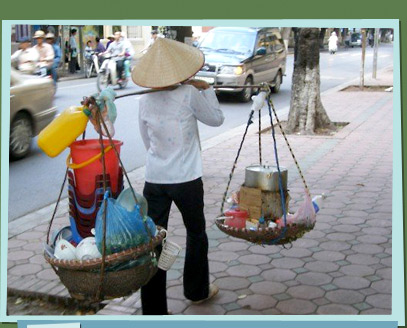 Woman carrying belongings