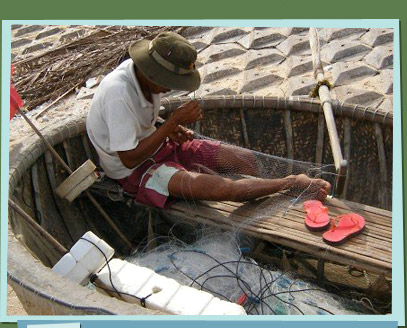 Man fixing a fishing net