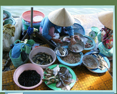 Woman selling seafood