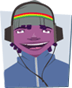 Hector wearing headphones