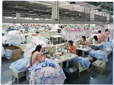 Workers in a clothing factory