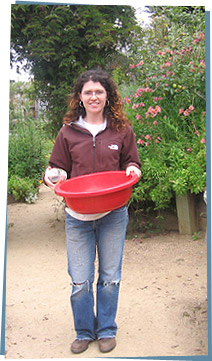 Abby harvesting in garden