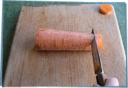 Cut-up carrot with strummer