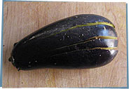 Eggplant with three slits in the middle